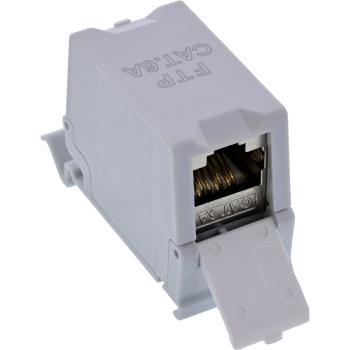 Preview: InLine® Cat.6A RJ45 Doppelkupplung für Hutschiene