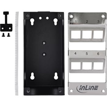 Preview: InLine® Verteilerkasten 6-Port Cat.6A Wand-/Hutschiene inkl. Keystone-Module