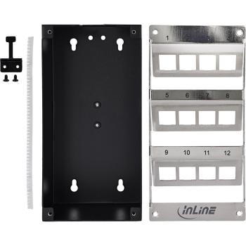 Preview: InLine® Verteilerkasten 12-Port Cat.6A Wand-/Hutschiene inkl. Keystone-Module