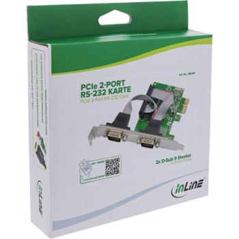 InLine® PCIe 2-Port RS-232 Karte, 2x D-Sub 9 Stecker, inkl. Low-Profile