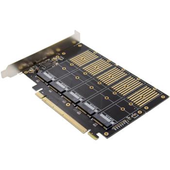 Preview: InLine® Schnittstellenkarte, PCIe x16 zu 5x M.2 Key B SATA, inkl. Low-Profile