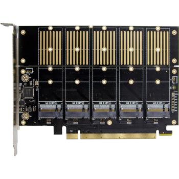 InLine® Schnittstellenkarte, PCIe x16 zu 5x M.2 Key B SATA, inkl. Low-Profile