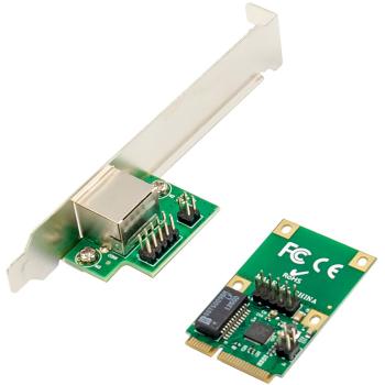 Preview: InLine® Mini-PCIe Gigabit Netzwerkkarte, 1x RJ45, Half-Size, inkl. RJ45-Modul