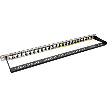 Preview: InLine® Patchfeld Leerblech 24-fach, für RJ45 Keystone Snap-In 19"/0.5HE schwarz