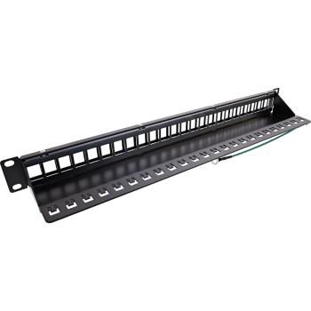 Preview: InLine® Patchfeld 24-fach, Keystone Leerblech Patchpanel, 19", 1HE, schwarz