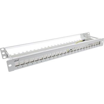 Preview: InLine® Patchfeld 24-fach, Keystone Leerblech Patchpanel mit Auszug, 19", 1HE