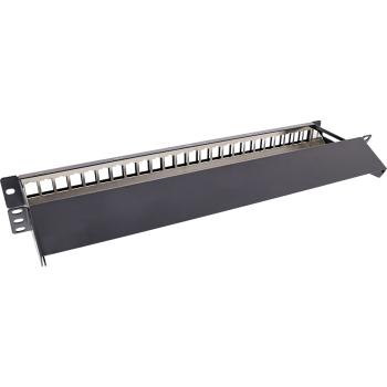 Preview: InLine® Patchfeld 24-fach, Keystone Leerblech Patchpanel mit Auszug, 19", 1HE