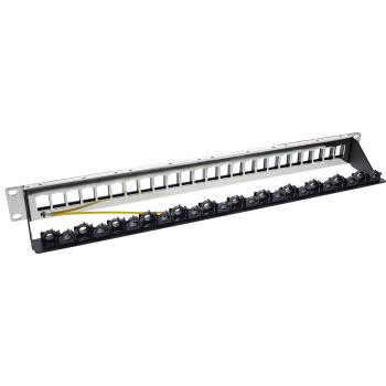 Preview: InLine® Patchfeld 24-fach, Keystone Leerblech Patchpanel, 19", 1HE, schwarz