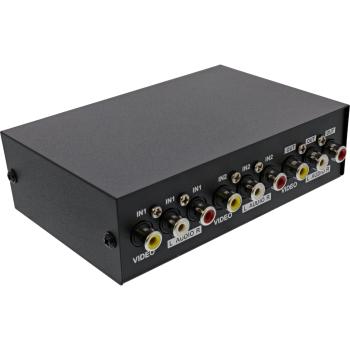 Preview: InLine® AV Umschalter manuell 2-port, 3x Cinch IN/OUT
