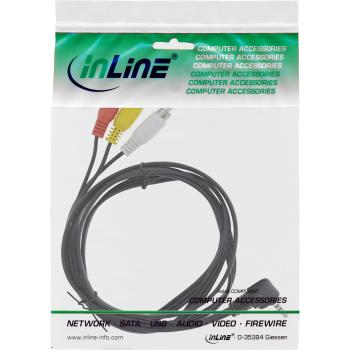 Preview: InLine® Audio/Video Kabel, 3,5mm 4pol Stecker auf 3x Cinch Stecker
