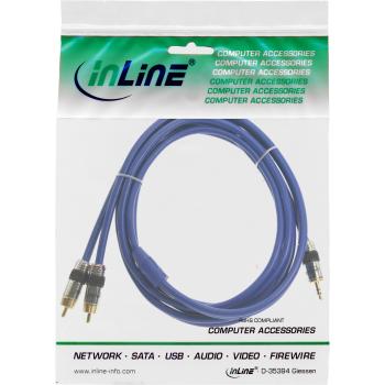 Preview: InLine® Cinch/Klinke Kabel, PREMIUM, 2x Cinch Stecker an 3,5mm Klinke, 0,5m