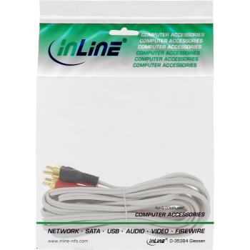 Preview: InLine® Cinch Kabel, 2x Cinch, Stecker / Stecker, weiß / gold, 0,5m