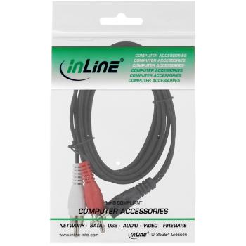 Preview: InLine® Cinch/Klinke Kabel, 2x Cinch Stecker an 3,5mm Klinke Stecker, 0,5m