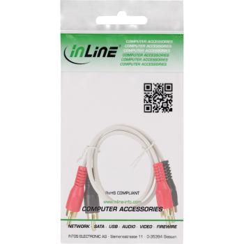 Preview: InLine® Cinch Kabel, 2x Cinch, Stecker / Stecker, weiß / gold, 0,5m