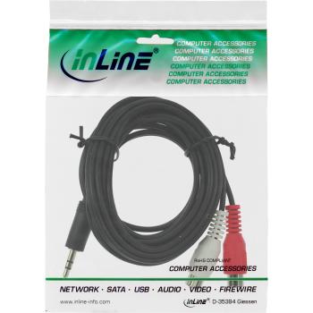 Preview: InLine® Cinch/Klinke Kabel, 2x Cinch Buchse an 3,5mm Klinke Stecker, 0,2m