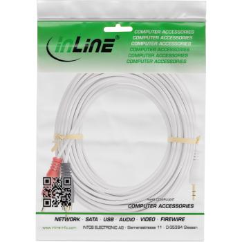 Preview: InLine® Cinch/Klinke Kabel, 2x Cinch Stecker an 3,5mm Klinke Stecker, 1m
