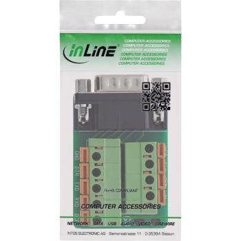 Preview: InLine® Terminalblock D-Sub 9 Stecker, Federklemme, Schraubsicherung