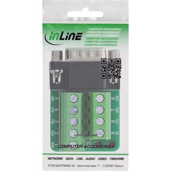 Preview: InLine® Terminalblock D-Sub 9 Stecker, 2-reihig, Schraubklemme