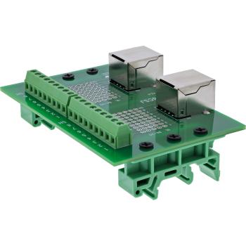 InLine® Terminalblock, 2x RJ45 Buchse, gerade, für Hutschiene