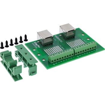 Preview: InLine® Terminalblock, 2x RJ45 Buchse, gerade, für Hutschiene