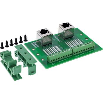 Preview: InLine® Terminalblock, 2x RJ45 Buchse, nach oben, für Hutschiene
