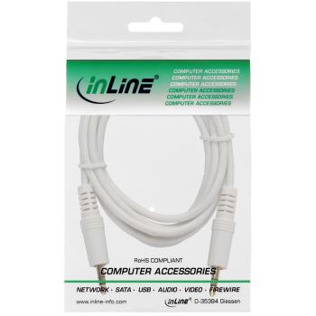 Preview: InLine® Klinke Kabel, 3,5mm Stecker / Stecker, Stereo, weiß / gold, 1m