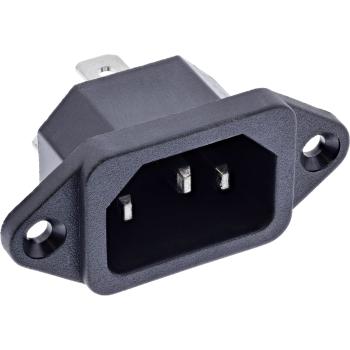 InLine® Kaltgeräte Einbaubuchse IEC-C14, schwarz, mit 6,3mm Steckfahne