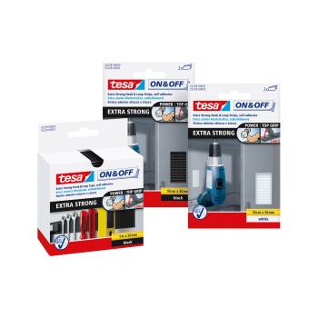 tesa On- & Off-Klettband extra stark, 1m x 50mm, schwarz