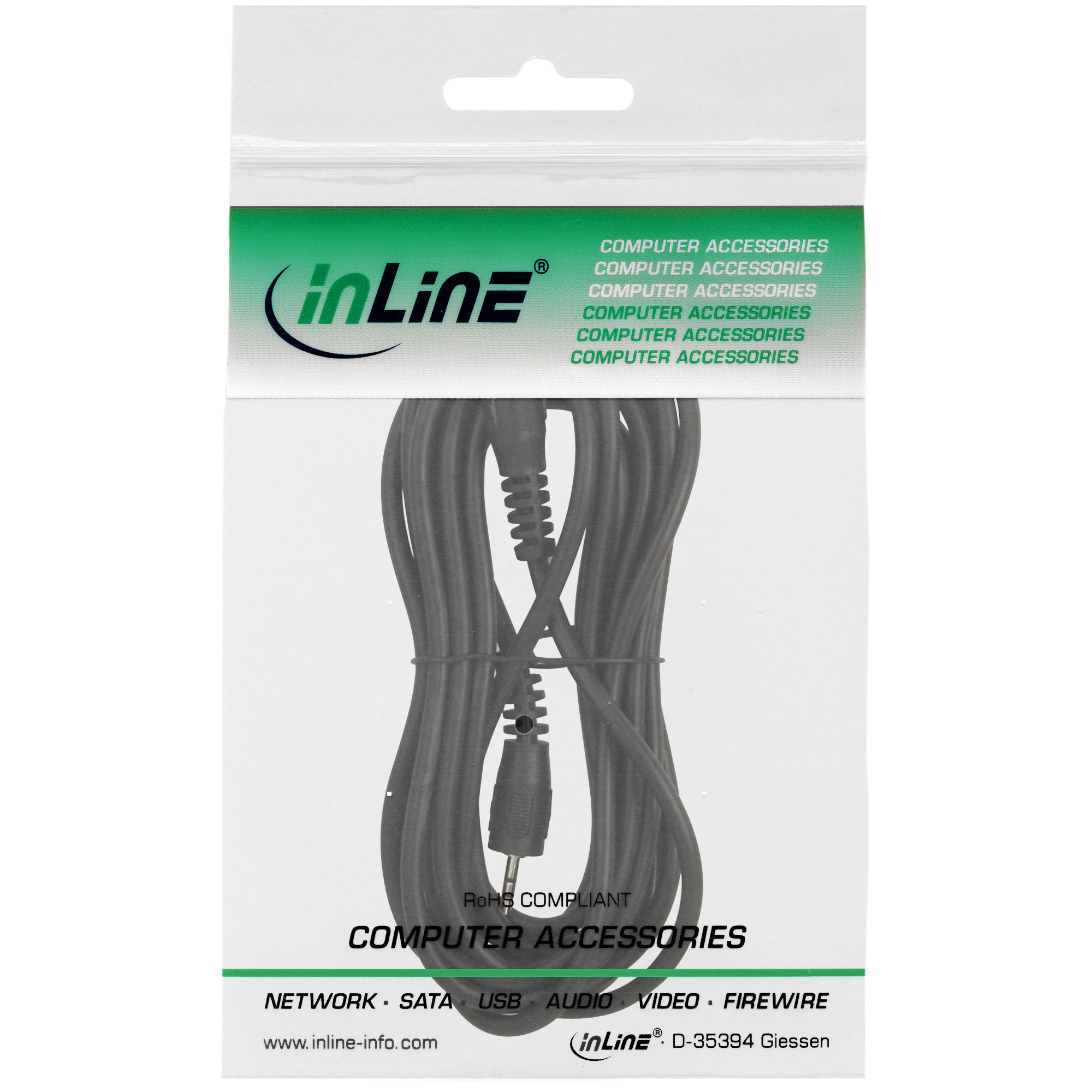 InLine® Klinkenkabel Stereo – 2,5mm Stecker/Stecker, 3m Länge, Für Audio-Verbindungen