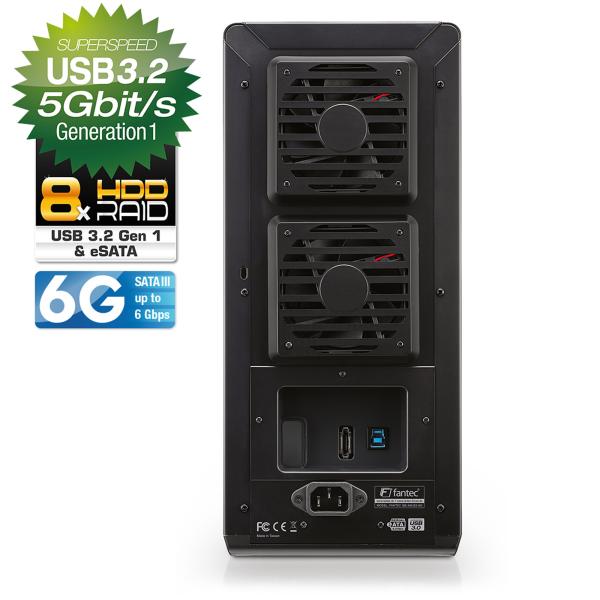 FANTEC QB-X8US3-6G Storagegehäuse 8x3,5" SATA HDD/SSD, USB3.2, eSATA
