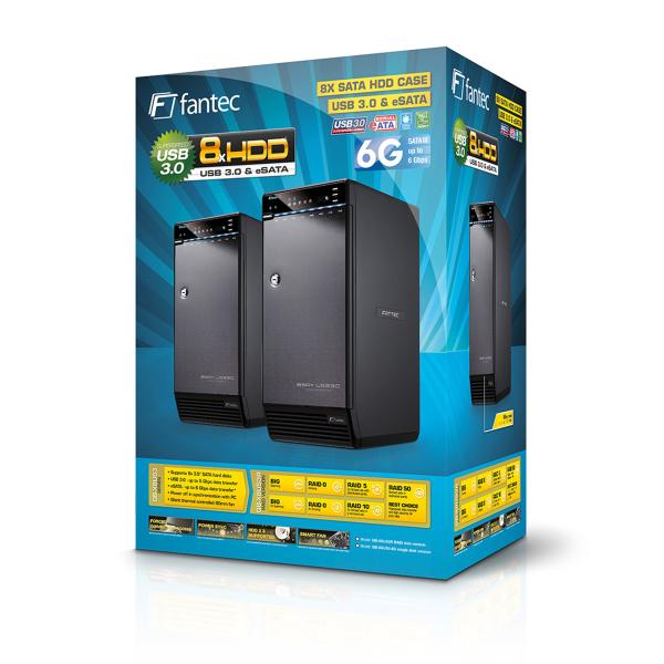 FANTEC QB-X8US3-6G Storagegehäuse 8x3,5" SATA HDD/SSD, USB3.2, eSATA