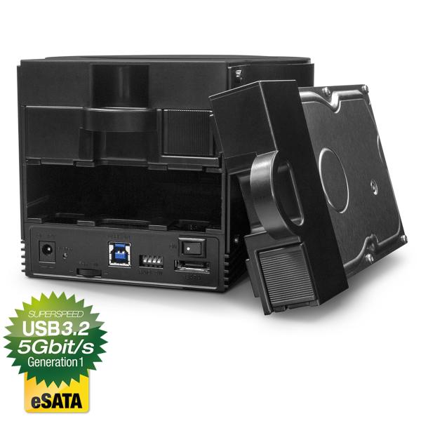 FANTEC SQ-X2RU3e 2x 3,5" Gehäuse, SATA zu USB 3.2 + eSATA, RAID, schwarz