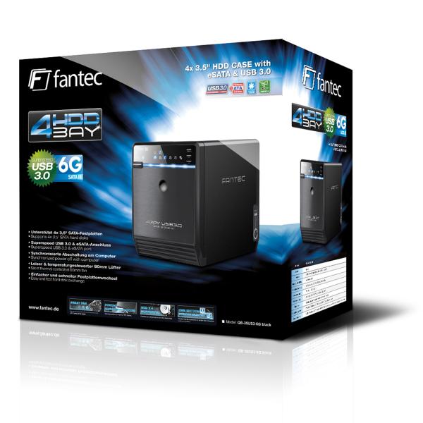FANTEC QB-35US3-6G, 4x 3.5" HDD Gehäuse, USB 3.2, schwarz