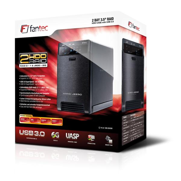 FANTEC QB-X2US3R, HDD-RAID-Gehäuse mit USB 3.2 für zwei SATA-Festplatten