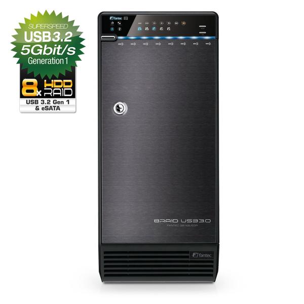 FANTEC QB-X8US3R HDD-Gehäuse 8x 3,5" SATA, mit USB3.2, eSATA, RAID, schwarz