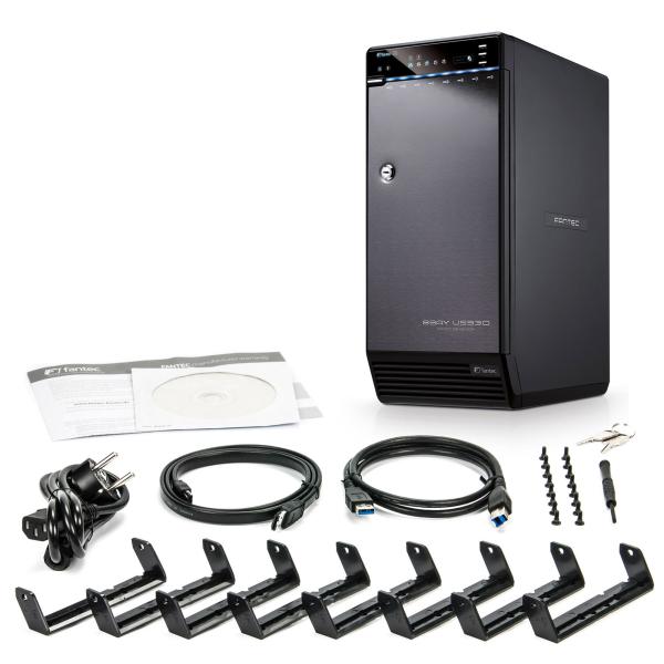 FANTEC QB-X8US3R HDD-Gehäuse 8x 3,5" SATA, mit USB3.2, eSATA, RAID, schwarz