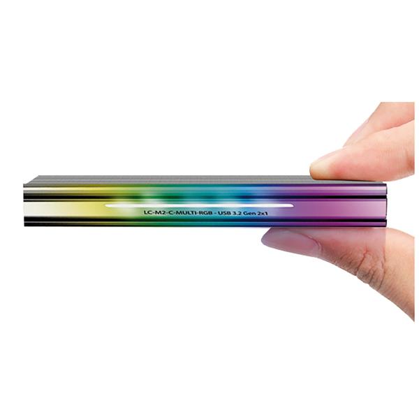 LC-Power LC-M2-C-MULTI-RGB M.2-SSD-Gehäuse (NVMe & SATA), USB 3.2 Gen.2x1, RGB