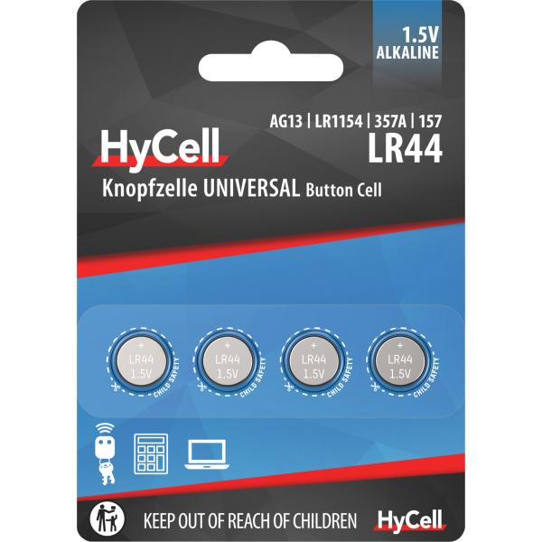 Ansmann 1516-0024 Batterie Alkaline Knopfzelle LR44 HyCell, 4er-Pack