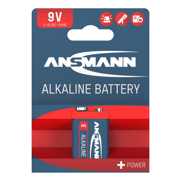 ANSMANN 1515-0000 RED Alkaline-Batterie, 6LR61, 9V-Block (E)