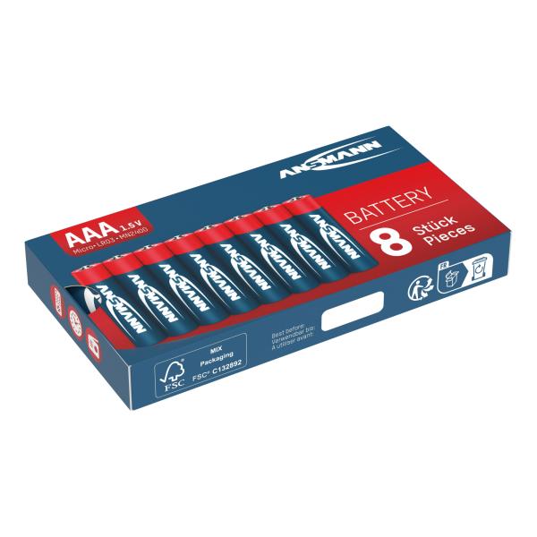 ANSMANN 5015360 RED Alkaline-Batterie, Micro (AAA), LR03, 8er Pack