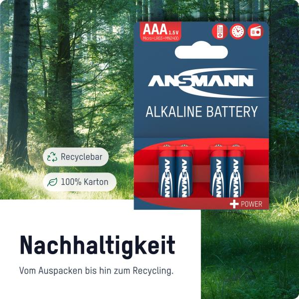 ANSMANN 5015553 RED Alkaline-Batterie, Micro (AAA), LR03, 4er Pack