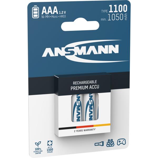 ANSMANN 5035232 NiMH-Akku Micro AAA, 1100mAh, 4er-Pack