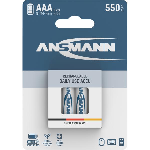 ANSMANN 5030772 NiMH-Akku Micro AAA, 550mAh, 4er-Pack