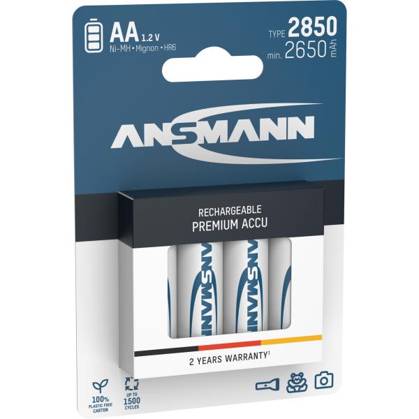 ANSMANN 5035212 NiMH-Akku Mignon AA, 2850mAh, 4er-Pack