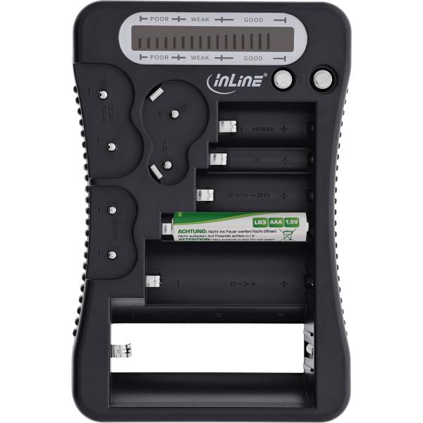 Batterietester mit LCD-Anzeige, für Rund- und Knopfzellen sowie 9V-Block