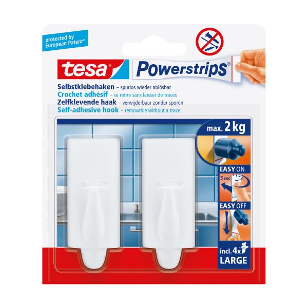 tesa Powerstrips-Haken, large trend, 2er-Pack, weiß