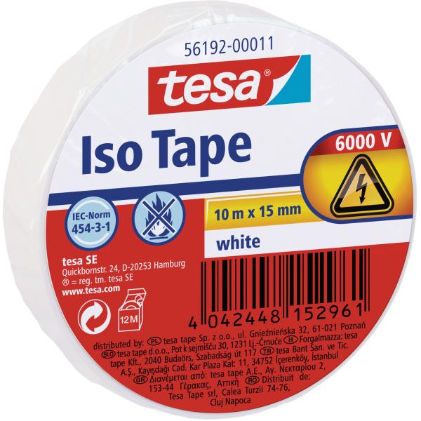 tesa Isolierklebeband, 10m x 15mm, weiß