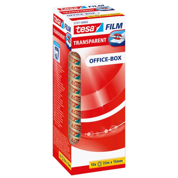 tesafilm® transparent, 10 Rollen, Office Box, 33m x 15mm