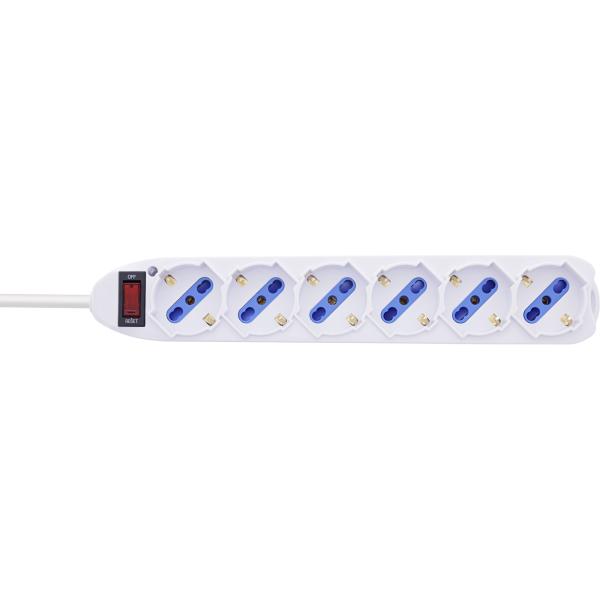 InLine® Steckdosenleiste ITALIEN, 6-fach, mit Schalter, 1,5m, weiß