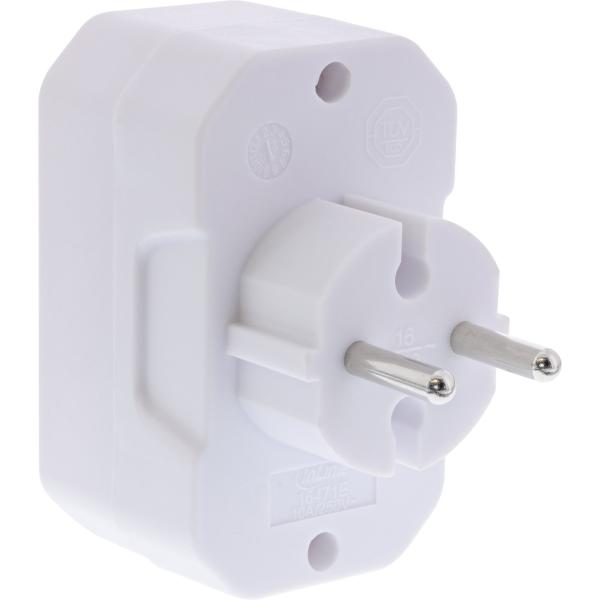 InLine® Steckdosenadapter, Schutzkontakt Stecker an 4x Eurobuchse, weiß